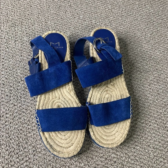 Marc Fisher Womens Sandals 8.5M Blue Suede Espadrilles Platform Phebe Strappy - Picture 3 of 10